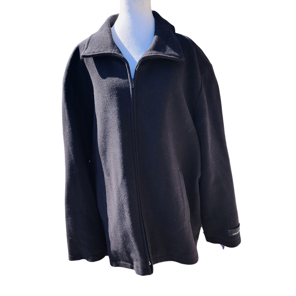 Jones New York Wool Blend Full Zip Quilted Lined Mens Coat Black Size XL